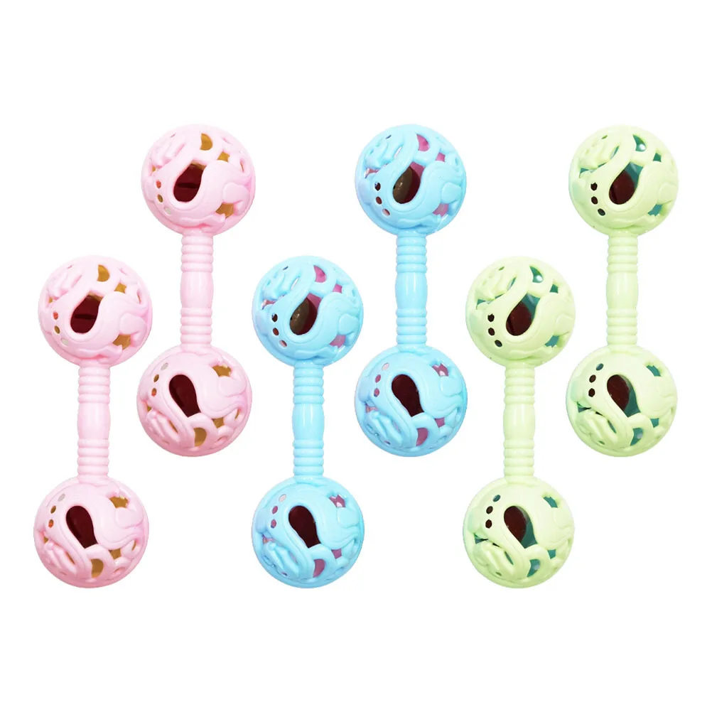 6 قطعة حشرجة الموت الرضع كرنك اليد التعليمية اللعب رائعتين الدمبل شكل ضوء المحمولة الوليد الطفل مرحلة ما قبل المدرسة الموسيقية #3