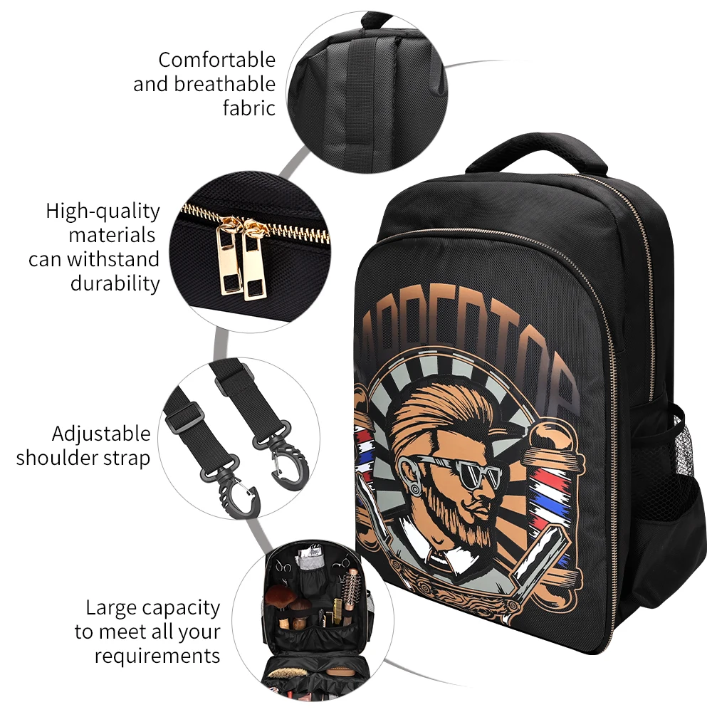 حقيبة ظهر للحلاق، حقائب تخزين للسفر، حقيبة تخزين أدوات تصفيف الشعر، حقيبة ظهر ذات سعة كبيرة للمكياج #3