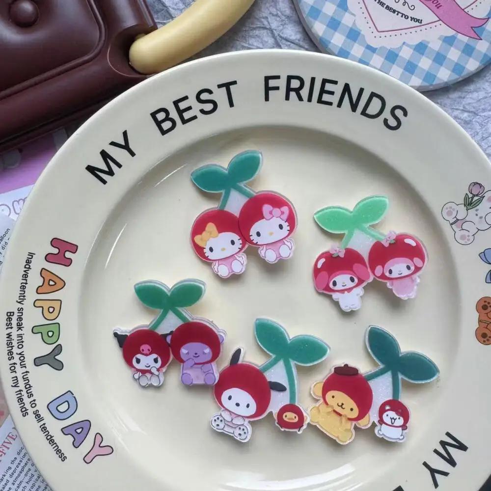 Spinka do włosów Sanrio, japońska kreskówka, wiśnia, Hello Kitty, Melody, Kuromi, urocza spinka typu krokodylek, słodka spinka do grzywki dla dziewczynek.