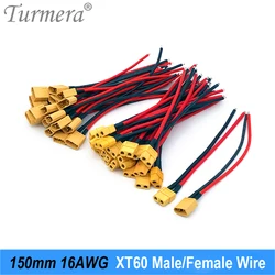 Turmera XT60 Złącze męskie żeńskie Przewód 16AWG 15CM Długość do akumulatorów litowych 18650 21700 32700 Lifepo4 Diy RC Drone Zastosowanie