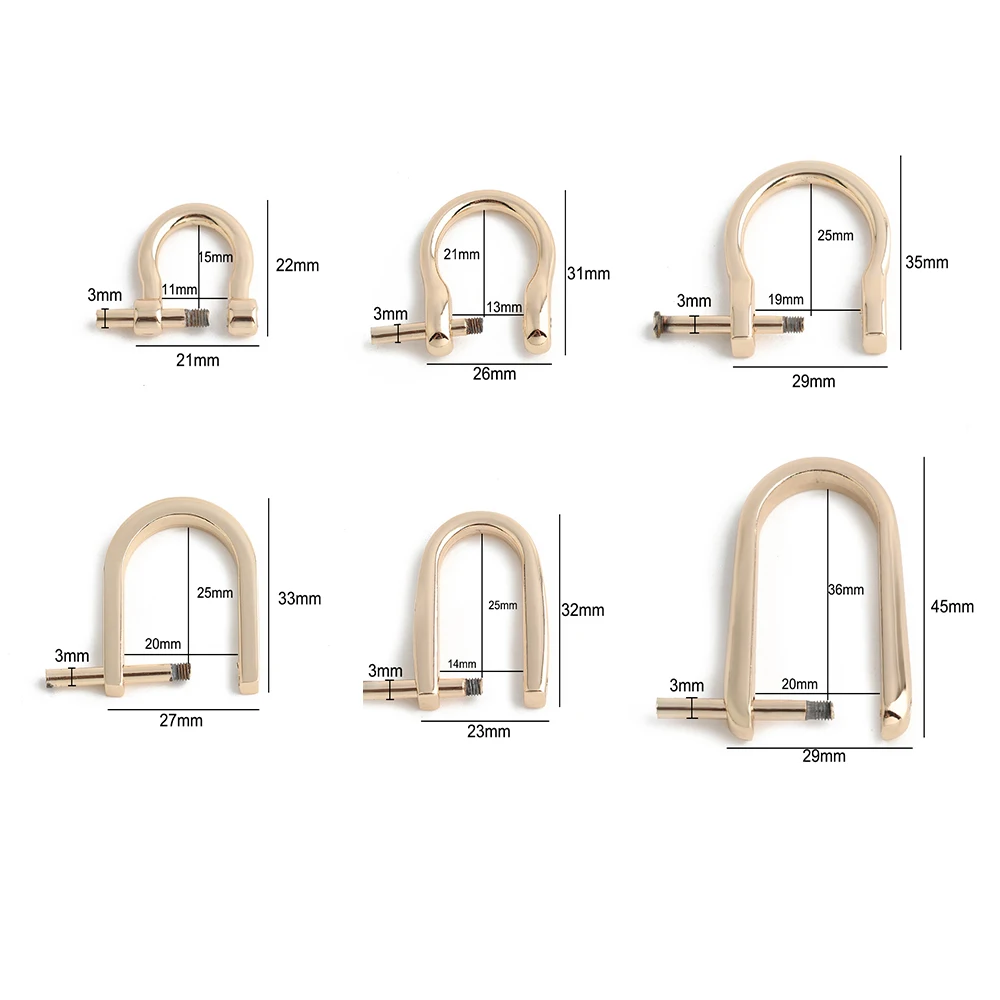 10/50/100PCS Metal Detachable Open Removable Shackle Screw Clasp For Handbag Shoulder Bag Strap D Ring Buckle Repair Accessories