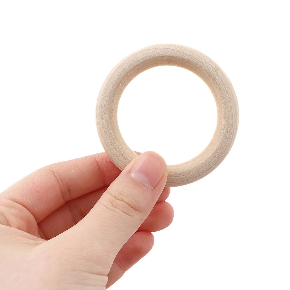 Unfinished Solid Wooden Rings 20-60MM Natural Wood Rings for DIY Crafts Wood Hoops Ornaments Connectors Craft Making