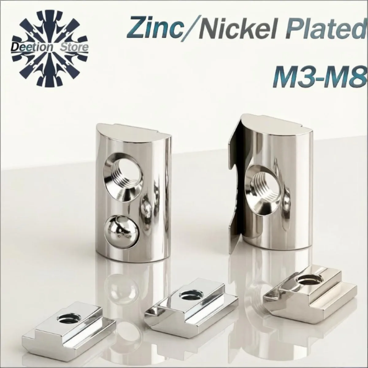 5-10pcs Zinc/Nickel Plated T-slot Nut/Ball Nut/Spring Nut M3 M4 M5 M6 M8 for Aluminum Extrusion Profile