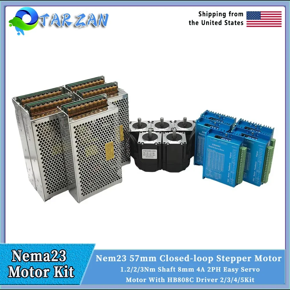 

2/3/4/5 Kit Nema23 57mm Closed Loop Stepper Motor Drive Power Supply Kit 1.2/2/3 Nm 2PH Easy Servo Hybrid Motor For CNC Router