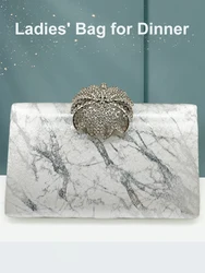 Fashion Women Handbags Luxury Designer Marble Style Clutch Bag Elegant Rhinestones Evening Bag Ladies Wallet Dinner Purse