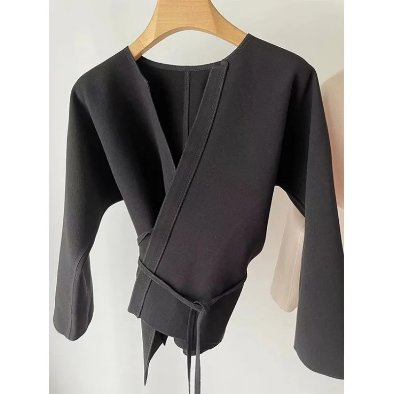 New Early Autumn New Chinese Style Double-sided Composite Fabric Lapel Jacket for Women