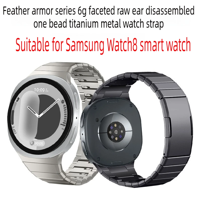 Pulseira de Titânio para Samsung Galaxy Watch 8, Pulseira de Metal de Liberação Rápida com Facetas Simples 6G