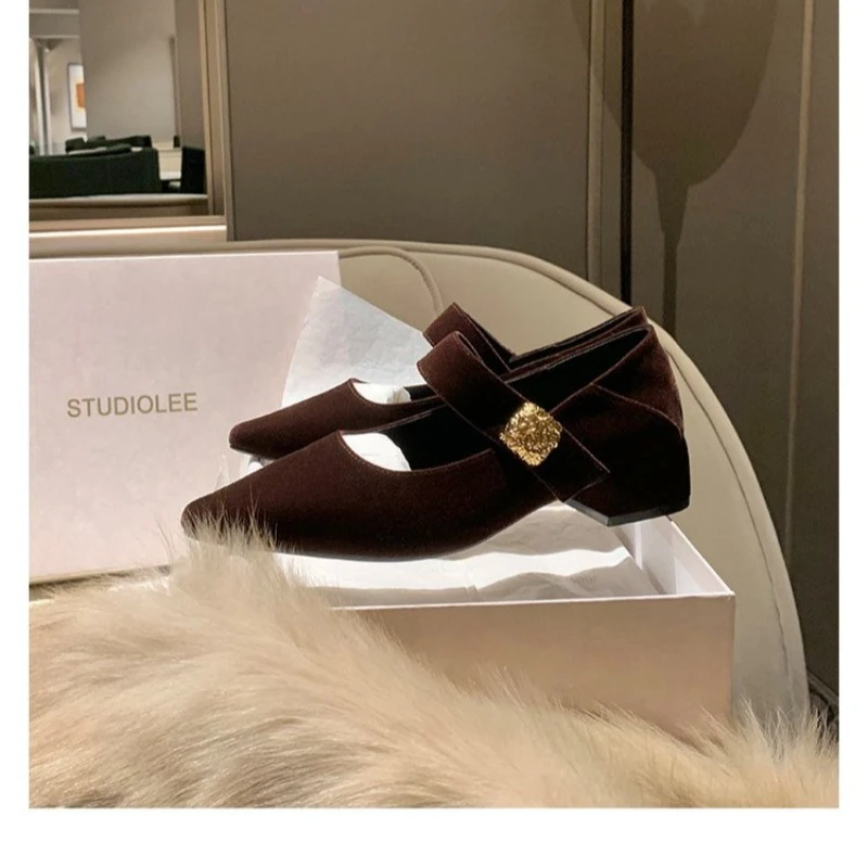 Women's New  High Heel Block Heel Integrated Lightweight and Comfortable Waterproof Platform Matte Suede Single Shoes