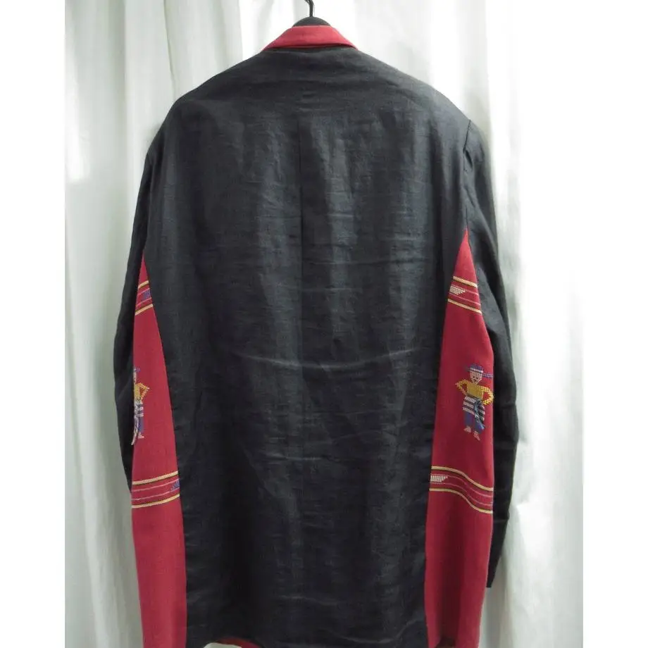 TOP-YAMAMOTO ® Vintage Style Embroidered Character Red Suit Coat for Women - Handcrafted Design Coat