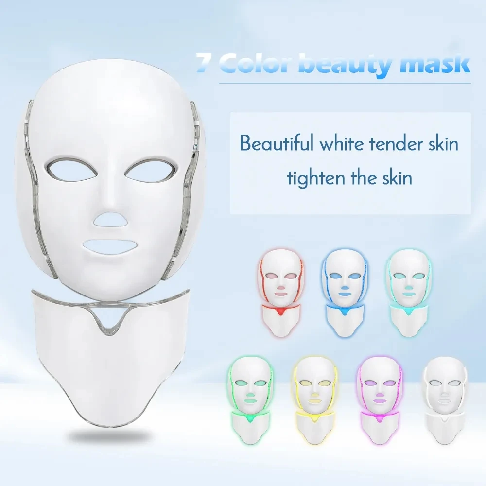 Masque anti - acné à LED, 7 couple-cols, éclairage rouge, traitement de la lumière