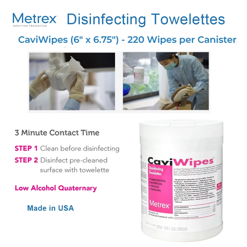 

CaviWipes Disinfecting Towelettes Canister Wipes Dental office Clinic products Dentist Metrex Moist Towelettes Caviwipex Cleaner
