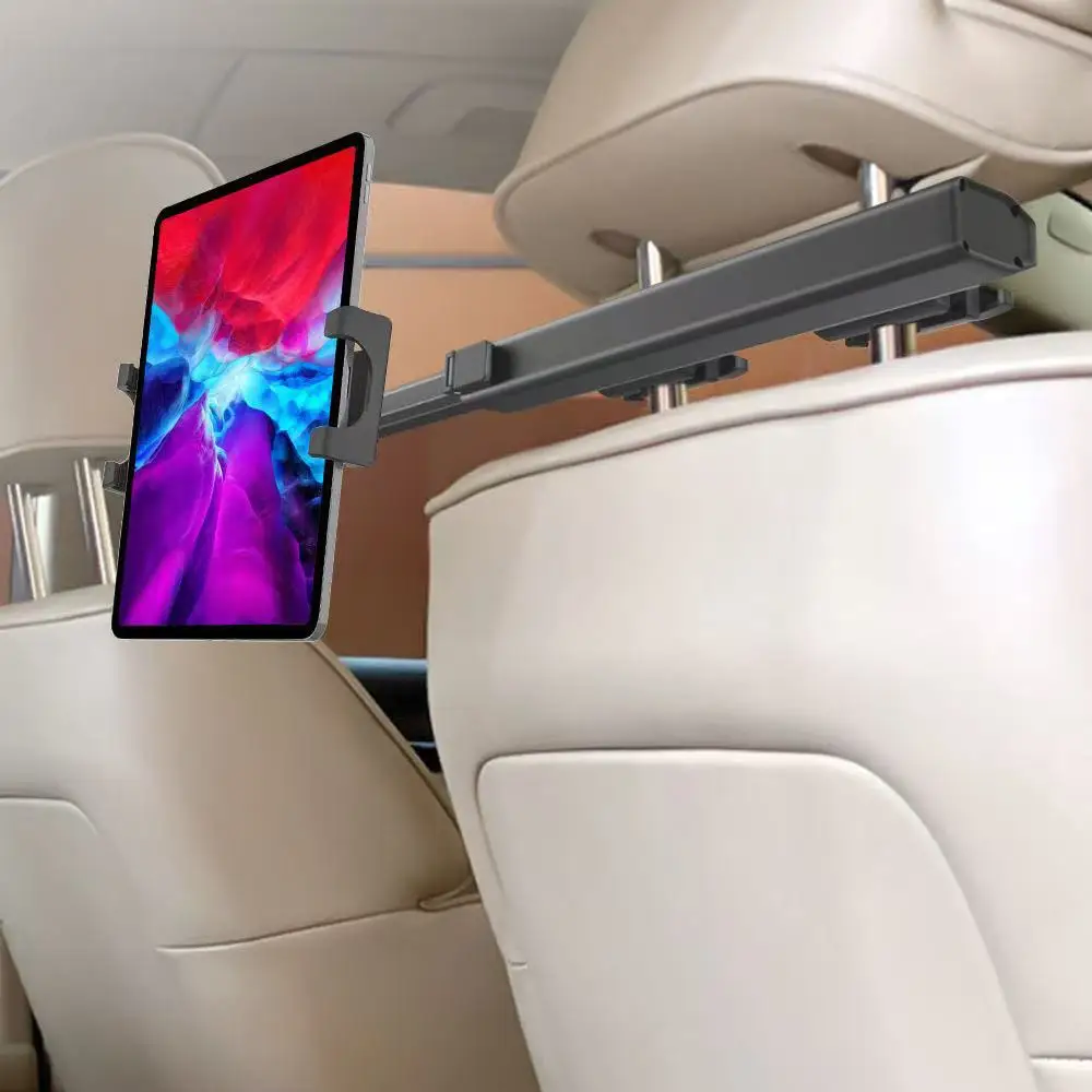 Car seat headrest mount, tablet holder, car headrest bracket, portable tablet stand.