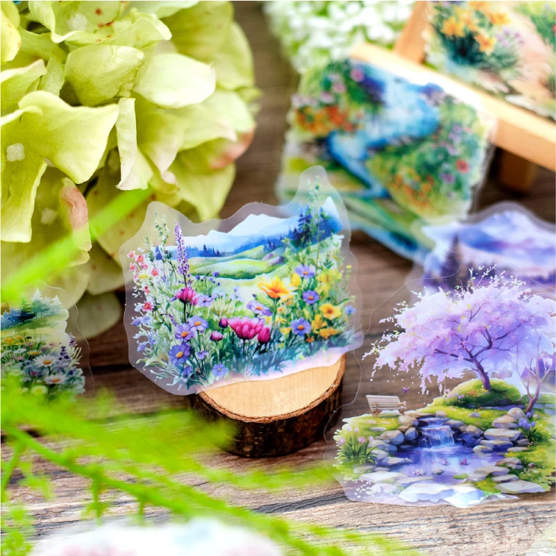 Retro PET Sticker, Wandering na Primavera Series, Photo Album Decoração, 12 Pc Lot