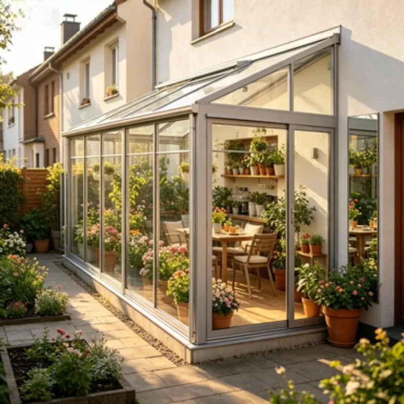 For Courtyard Enclosure Aluminum Sunroom Glass House Outdoor Conservatory Waterproof Windproof Sun Room with Door Window