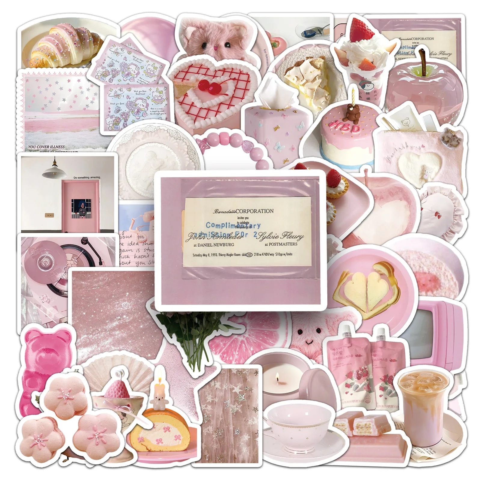 

10/30/50PCS Cartoon INS Style Pink Graffiti Decoration Stickers Personality DIY Pencil Box Refrigerator Mobile Case Decal