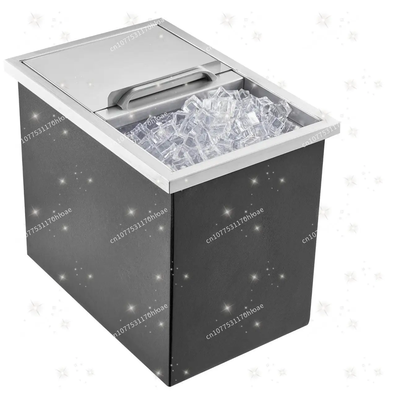 Stainless Steel Ice Tray with Insulation Cotton Embedded Push Lid for Commercial Kitchen Bar Counter, Special Ice Storage Pool