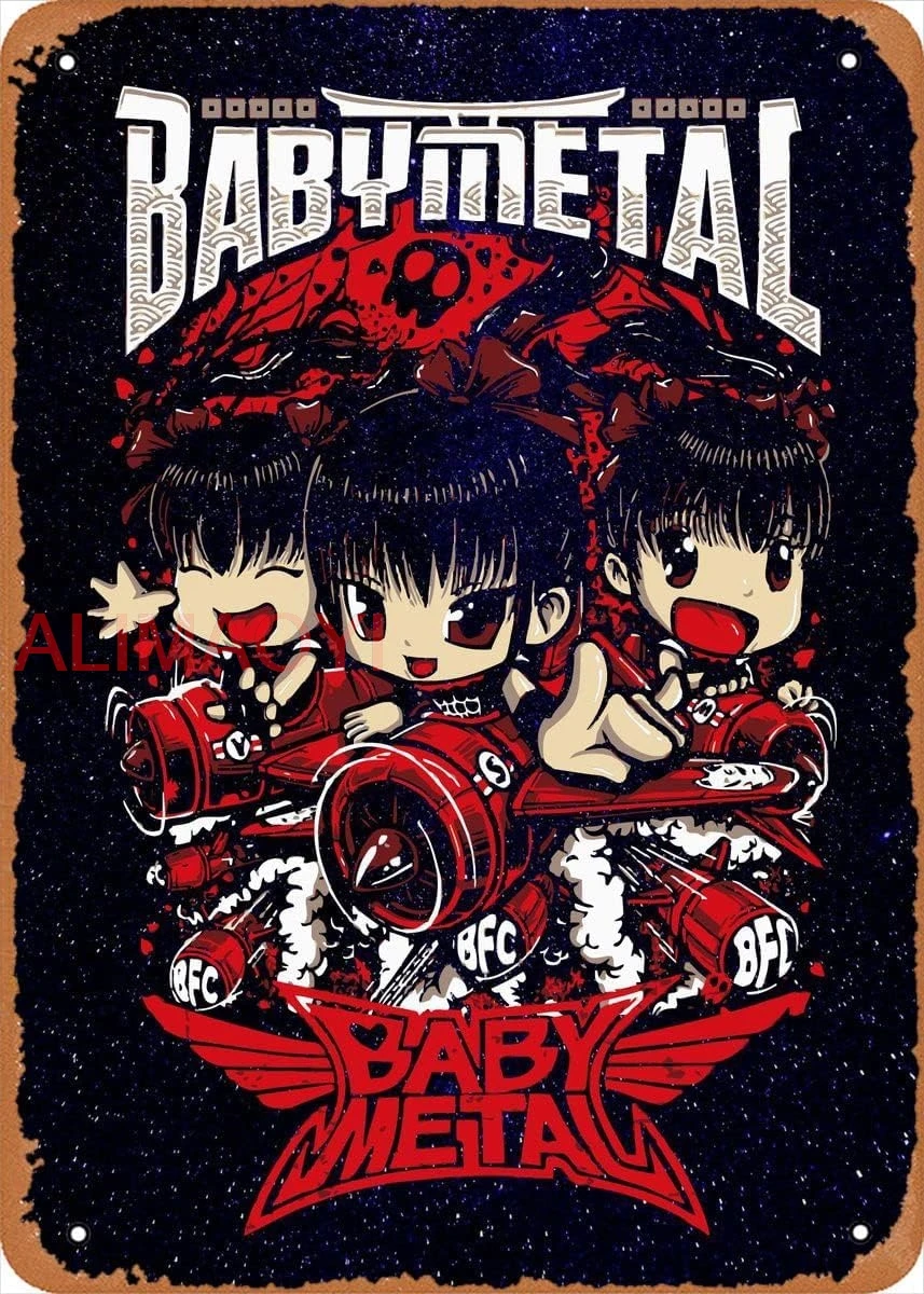 Classic animation film and television Music Metal Poster Retro Wall Art Decor Metal Babymetal Plane Tin Sign - 8 X 12 Inche nice