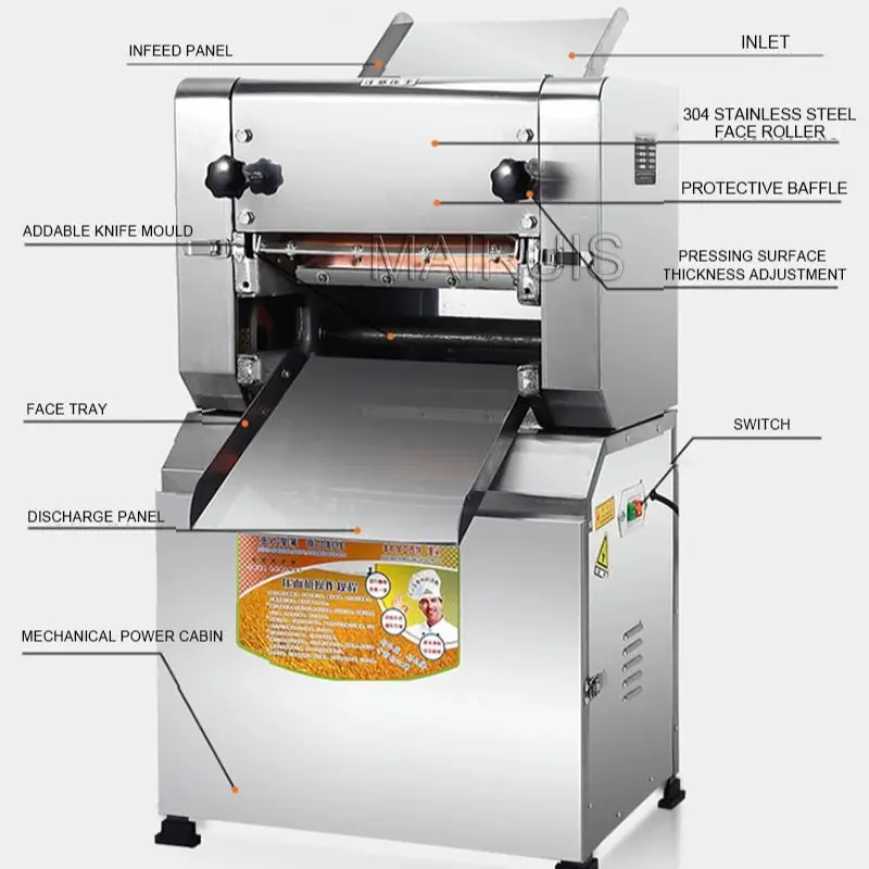Máquina elétrica de prensa de macarrão comercial máquina de corte de prensa de macarrão fresco