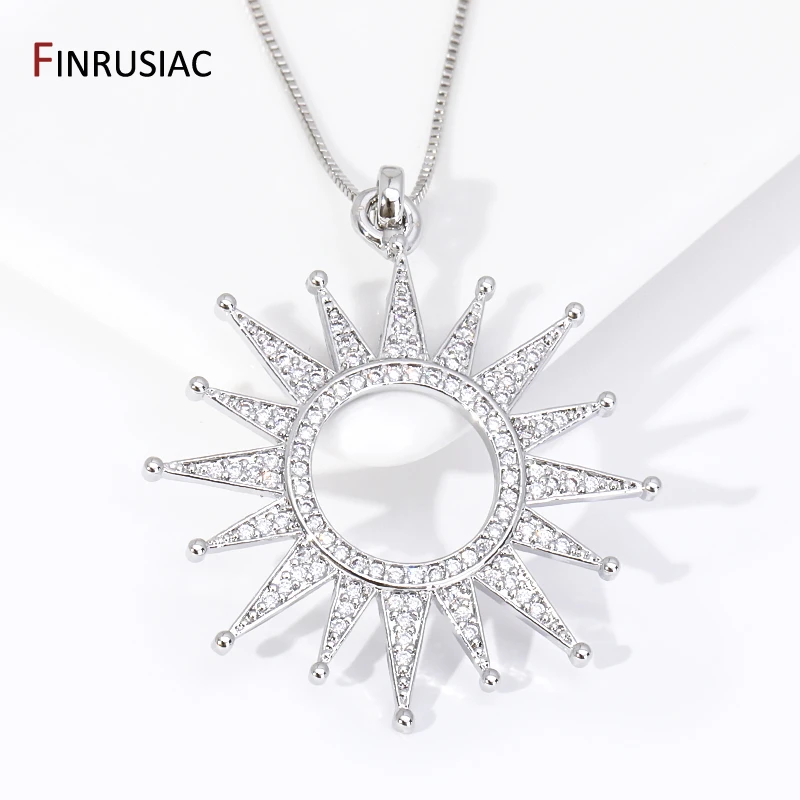 DIY Necklace Making Supplies 18K Gold Plated Brass Hollow Sun Pendant,Inlaid Zircon Sun Charms For DIY Jewelry Making Findings