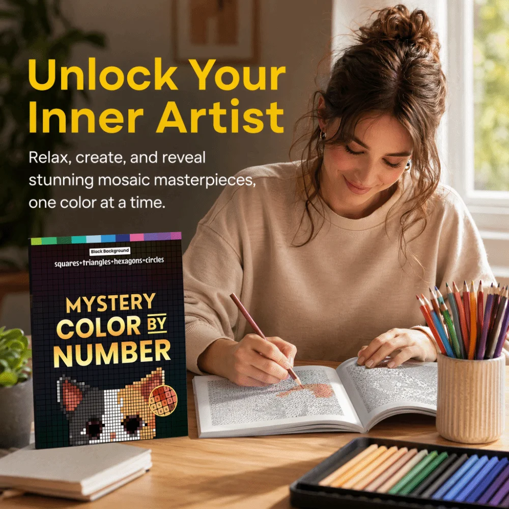 DIY Painting Mystery Mosaics Coloring Book Hand Drawn Number Painting Pixel Art Activity Book Artistic Relaxation