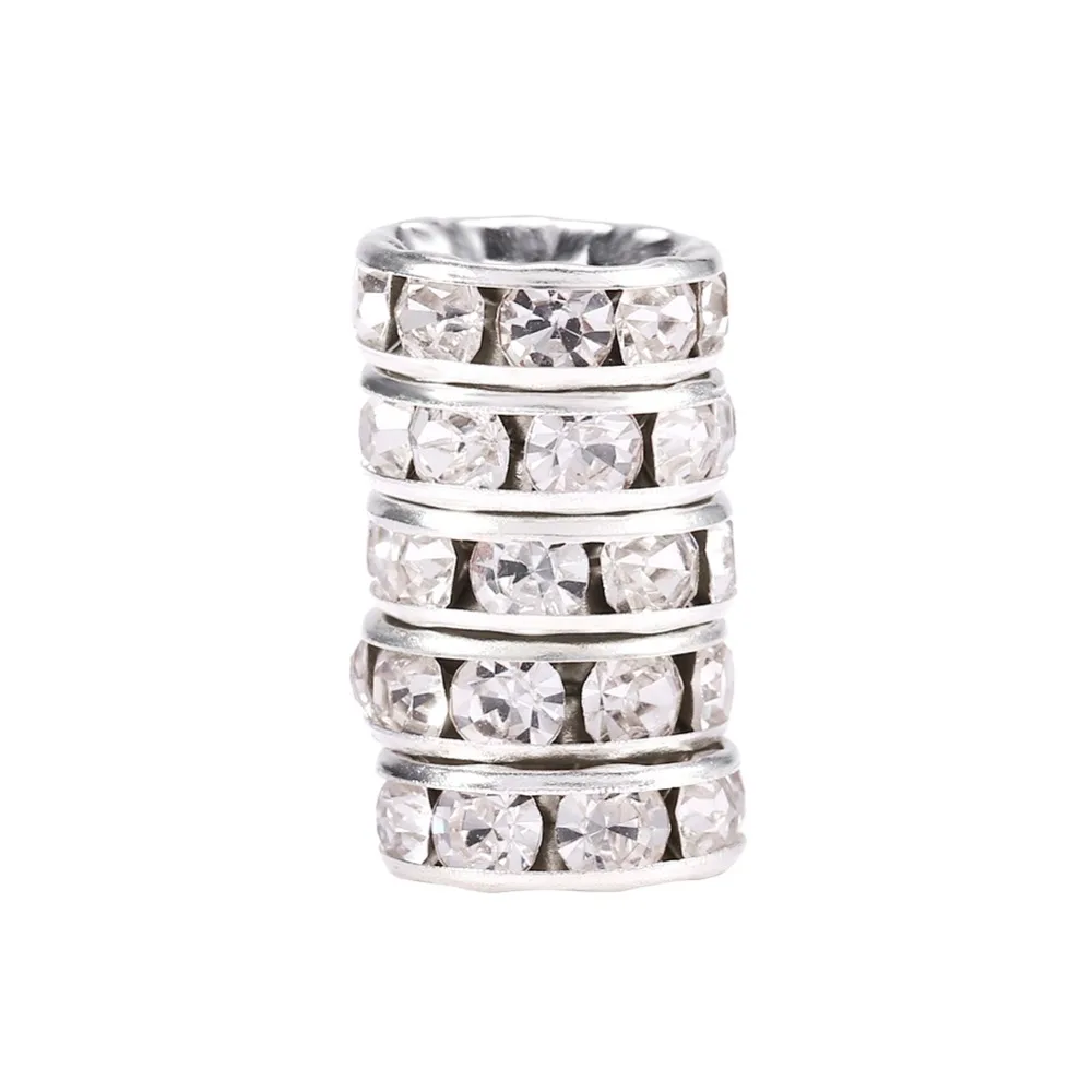 

100pcs 8mm/10MM Size Rhinestone Spacer Bead Gold/Silver Color Alloy Material Rondelle Spacer Bead Alloy Charm Bead DIY Bracelet