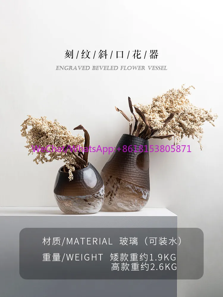 Oblique flower ware handmade glass creative ornament living room home jewelry model room hotel vase