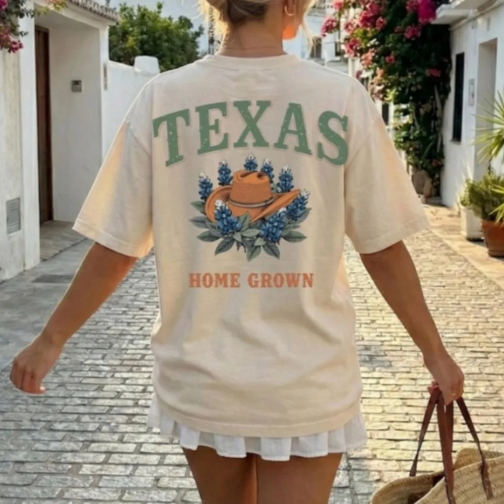 Texas Shirt Vintage Bluebonnet Graphic Tee Retro Cowboy Hat Home Grown Tshirt Aesthetic Wildflower Top Texas State Pride Gift