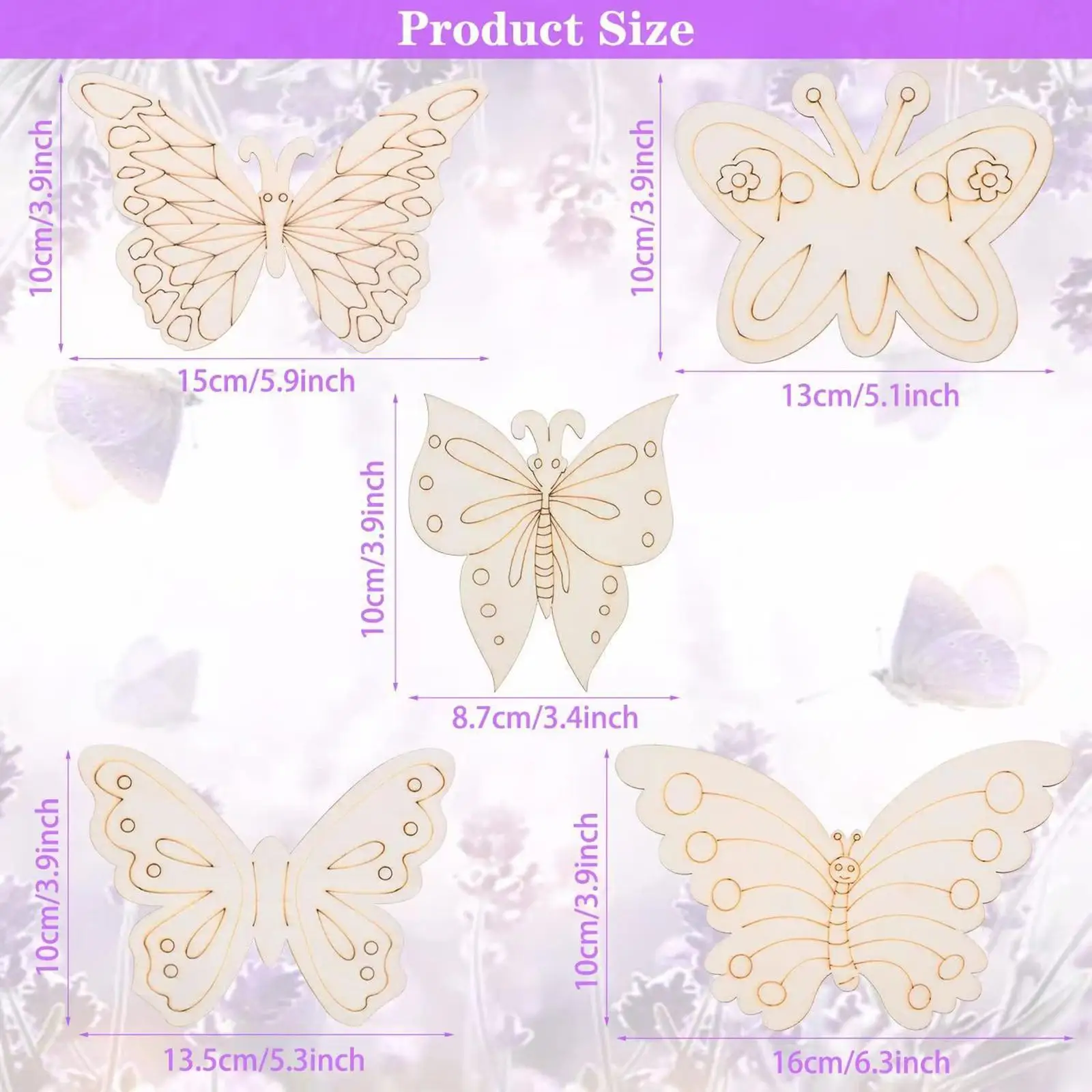 Unfinished Butterfly Wood Pieces for Painting Staining Crafts Party Favors Gift Tags Holiday Ornaments Home Decor DIY Projects