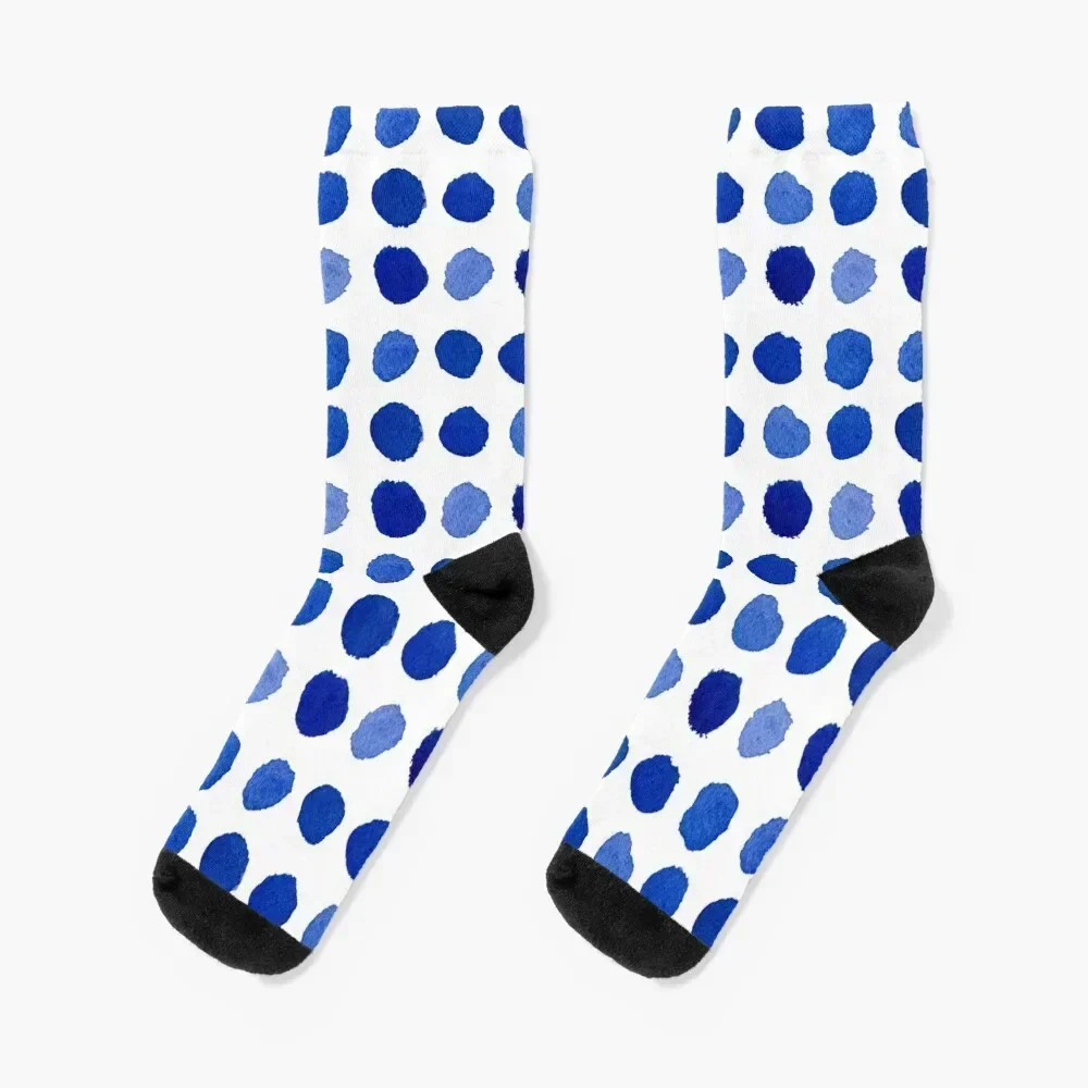 

Blue dots pattern Socks japanese fashion professional running luxury Rugby Socks Women's Men's