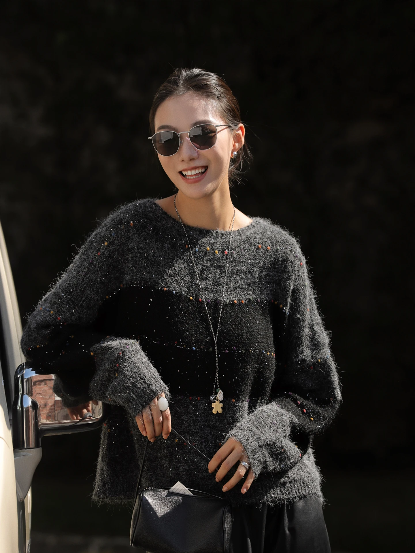 

Women's Knitted Woolen Sweater round Ne Loose Fit Striped Faionable Versatile Autumn Winter New Arrival Casual Commute Sle