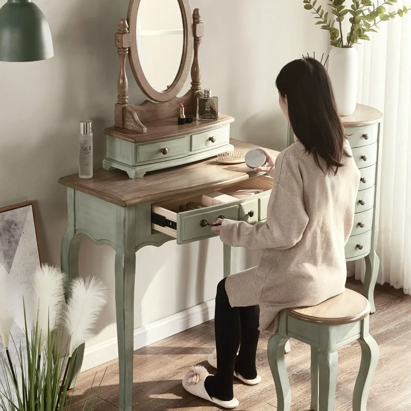 Nordic Solid Wood Dressing Table Makeup Storage For Home Vanity Multifunction Household Bedroom Penteadeiras Household Furniture