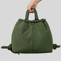 Bolsas de nylon casuais para mulheres, bolsas de ombro vintage simples para senhora, sacola acolchoada macia, sacola de grande capacidade, 2023