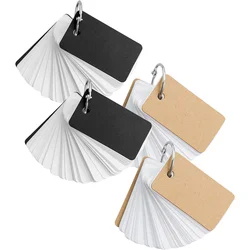 4 Pcs Cardboard Cover Book Words Memory Cards Blank Kraft Paper Simple Portable Flashcards Writing Student