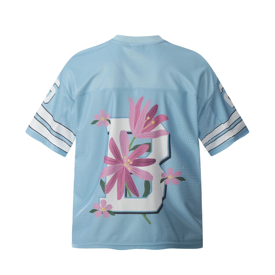 Vintage Jersey T-Shirt Men Y2K Graphic Floral Print Sport Breathable Tshirt Harajuku Hip Hop Casual