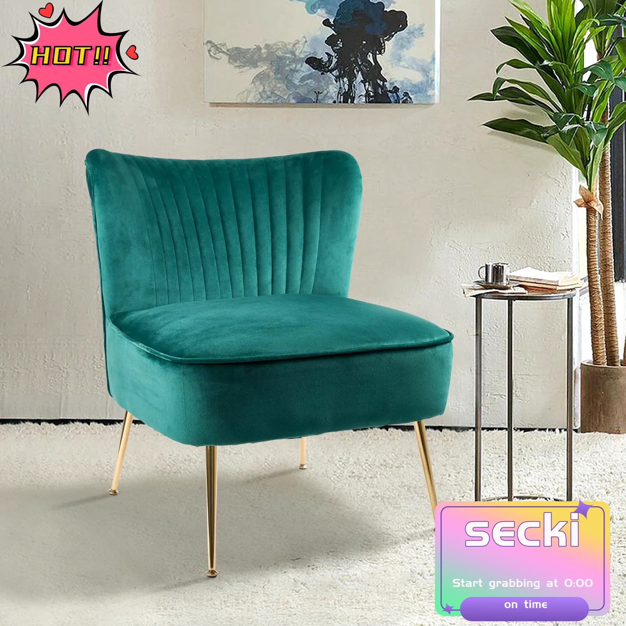 Single Casual Sofa Lazy Velvet Modern Minimalist Sofa Soft Living Room Bedroom Decoration Chair Metal Leg Furniture