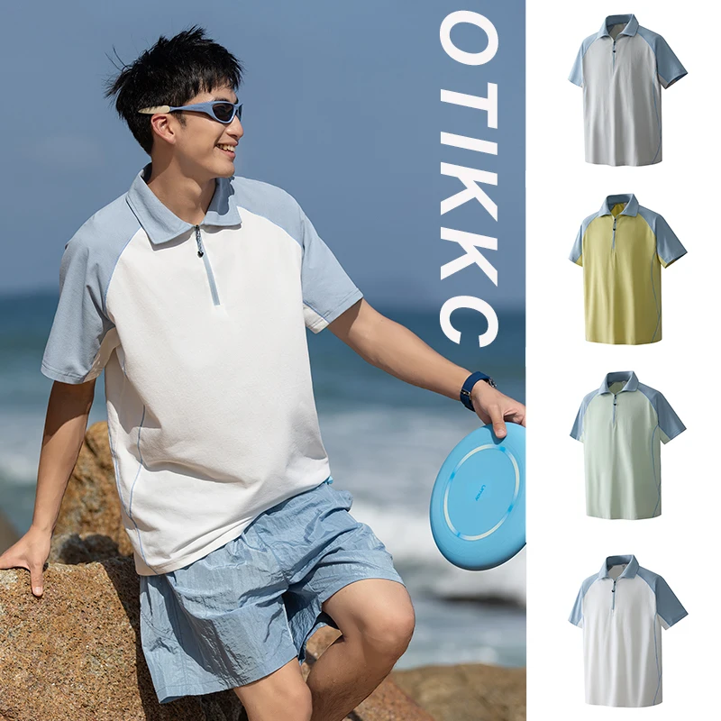 outdoor-contrasting-color-lapel-half-zip-poloshirt-men's-short-sleeved-2026-summer-thin-loose-breathable-top