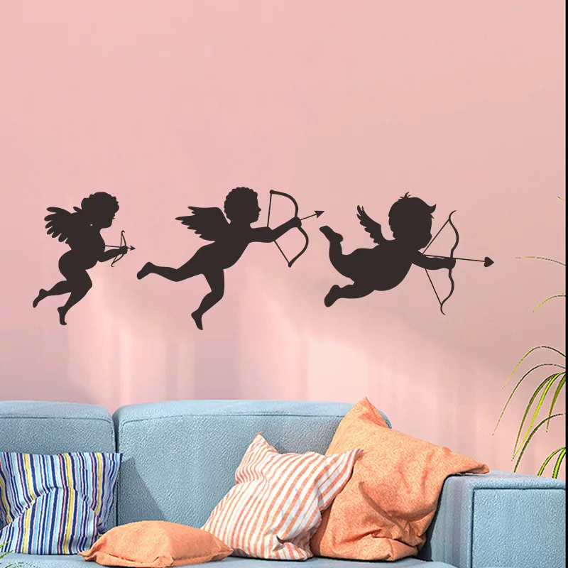 

Creative Love Angel Pattern Wall Sticker Living Room Background Decoration Mural Bedroom Festival Decor Poster Removable Decals