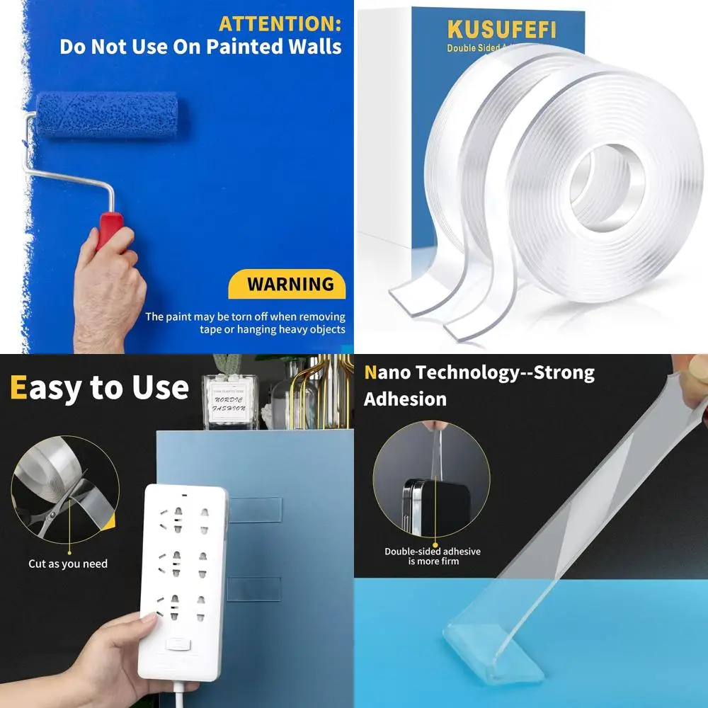 

Double Sided Adhesive tape Heavy Duty, Double Stick Mounting (2 Rolls, Total 20FT), Clear Two Sided Wall tape Strips, Removable