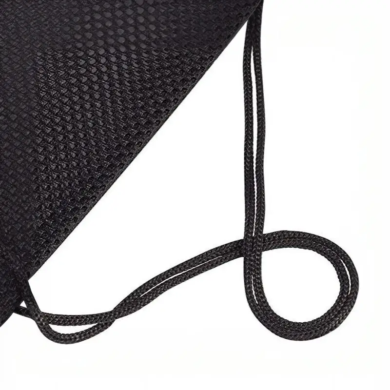 Drawstring Mesh Backpack Heavy Duty Breathable Black Net Bag for Soccer Basketball Sports Gym Outdoor Adventures
