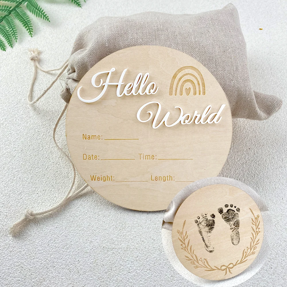 Birth Announcement Sign Newborn Hello World Birth Arrival Photo Prop Baby 3D Sign Baby Shower Gift Photography Props Birth Cards