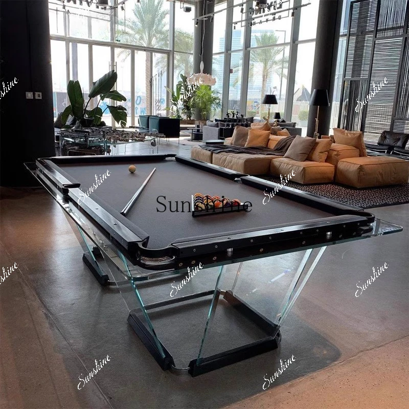Black eight pool table acrylic American household transparent tempered glass table family Chinese standardP