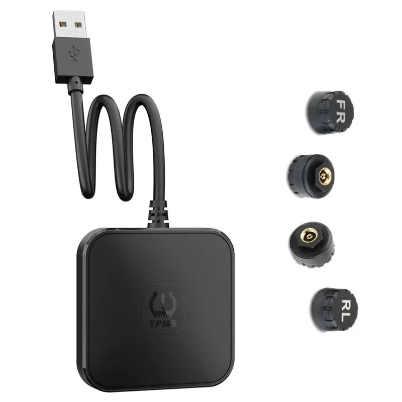 

FULL-USB For Android Car DVD Tire Pressure Monitoring System TPMS With 4 External Sensors 0-116PSI Wireless Transmission