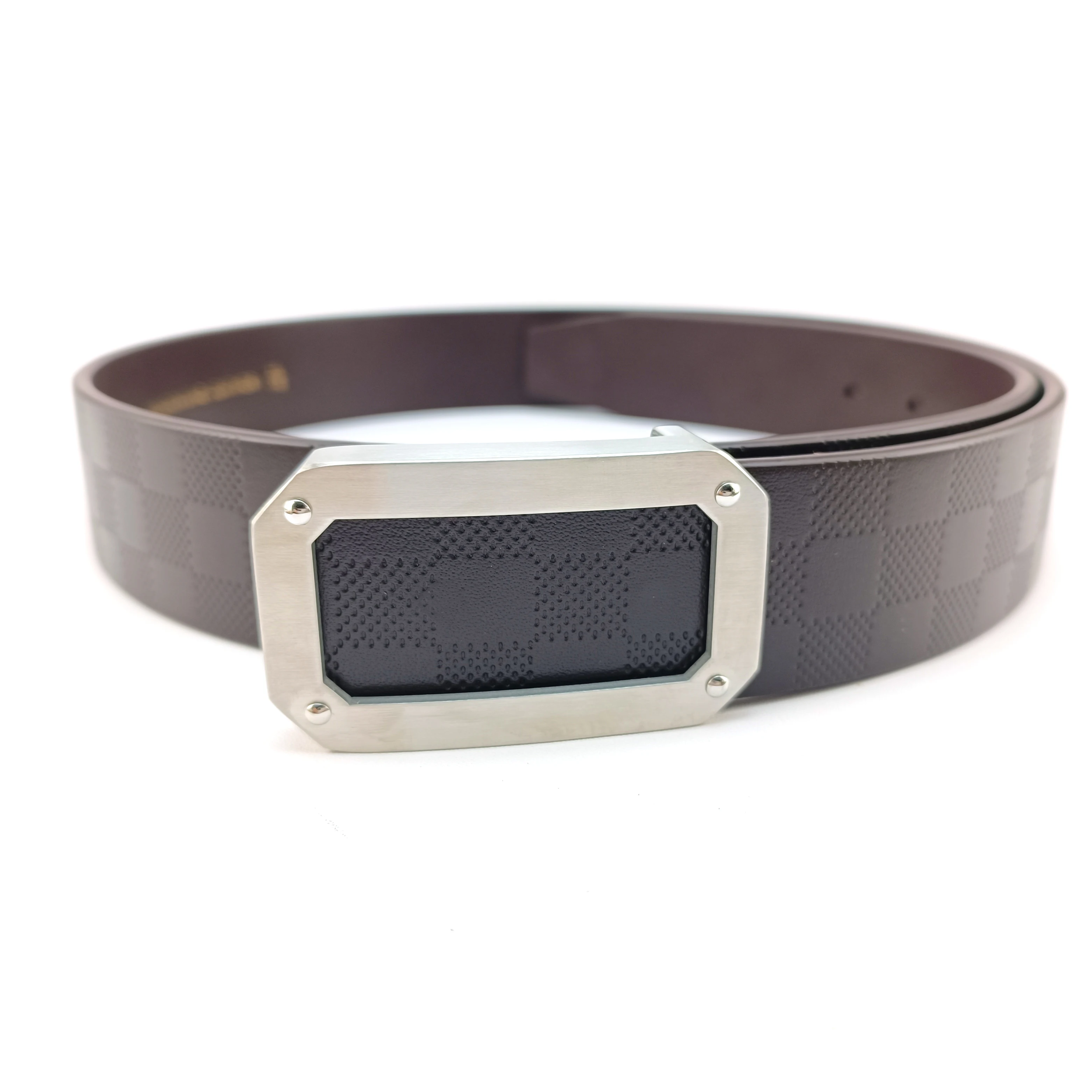 Men\'s high-end private custom belt with a width of 38mm. Unique stainless steel top layer cowhide belt from a renowned designer