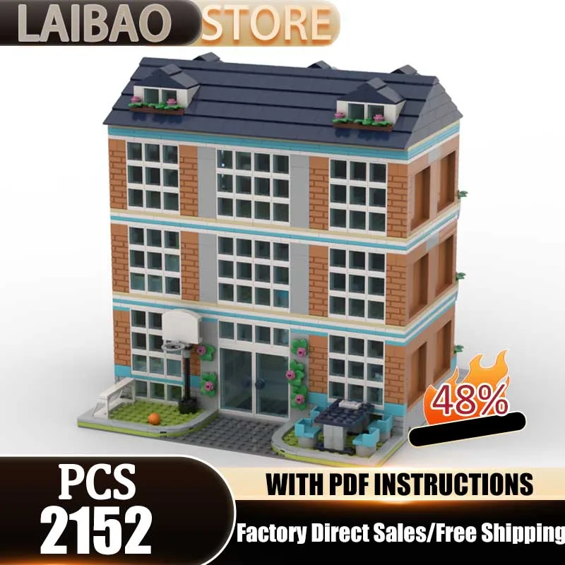 Modular City Building Model Moc Building Blocks Modular School Technology Bricks DIY Christmas Assembly Street View Toys Gifts