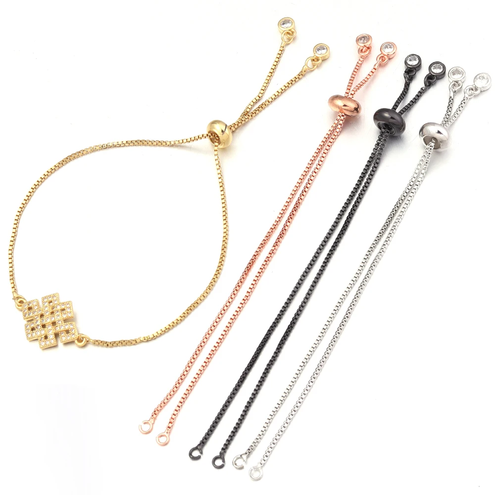 2pcs Copper Plated Adjustable Bracelet Extender Chains With Silicone Beads For Jewelry Making DIY Necklace Bracelets Accessories