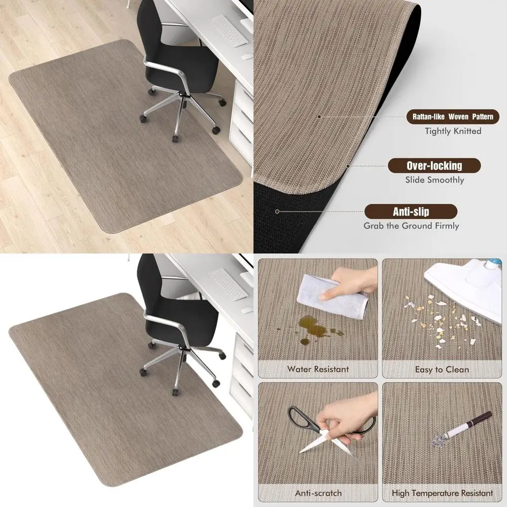 

Large 50 x 63 Hardwood Floor Desk Chair Mat, Anti-Slip PVC Rug for Office/Home, Dark Brown