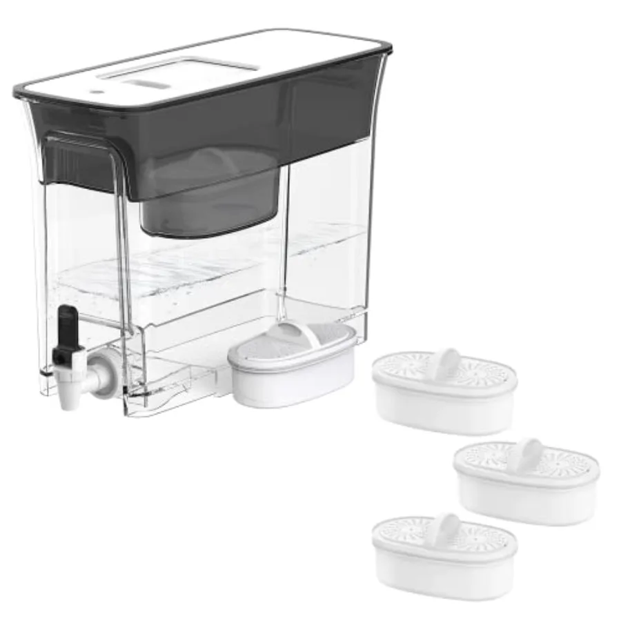 

Большой дозатор тонкого фильтра для воды емкостью 35 чашек, 200 галлонов, 1 фильтр в комплекте и сменные фильтры с сертифицированными NSF (3 упаковки)