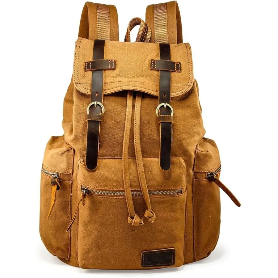 

Vintage Canvas Backpack Casual Daypack Backpacks for Men Women 15inch Laptop Bag Travel Hiking Camping Rucksack