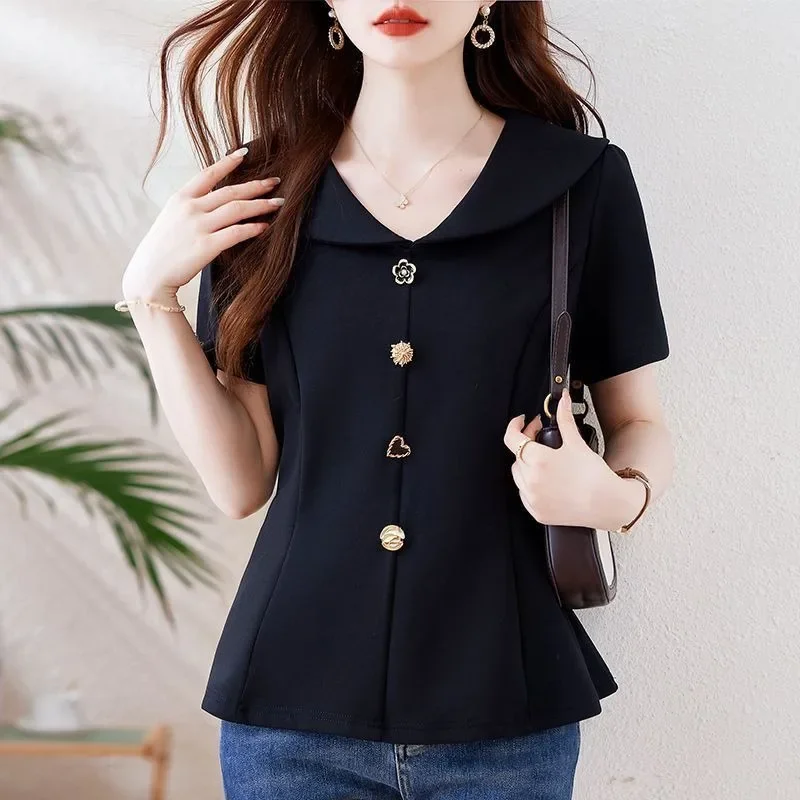 New Summer Short-sleeved Half Sleeved Loose Slim T-shirt Versatile Top Women