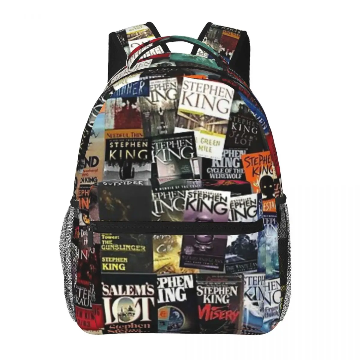 

Stephen King Book Covers, Horror Bookworm New Fashion High Capacity Waterproof Backpack Girls Boys Laptop School Book Bag